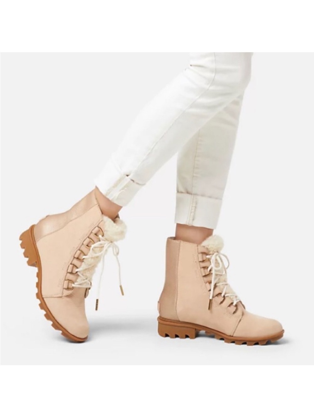 Sorel Phoenix Short Lace Lux Women’s Boots Blush Pink Leather Sz 6